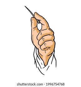 illustration, vector graphic of hand holding thorn, perfect for opinion illustration or article illustration