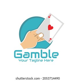 illustration vector graphic of hand holding poker card, perfect for logo, company, corporate, game, web, technology, online, etc.