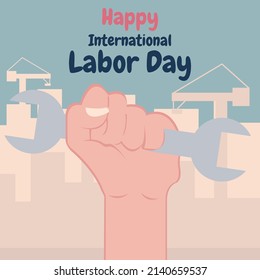 ilustración vectorial gráfico de la llave de mano, perfecto para el día del trabajo, industrial, mecánico, de celebración, tarjeta de saludo, etc.