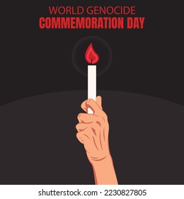 illustration vector graphic of hand holding a burning candle, perfect for international day, world genocide commemoration day, celebrate, greeting card, etc.
