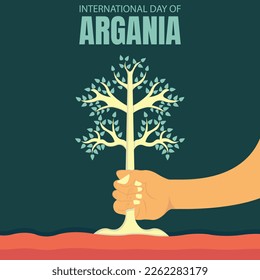 illustration vector graphic of hand holding tree, perfect for international day, international day of argania, celebrate, greeting card, etc.