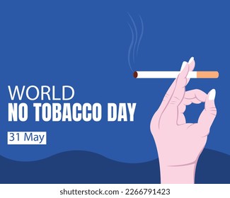 illustration vector graphic of hand holding a lit cigarette and emitting smoke, perfect for international day, world no tobacco day, celebrate, greeting card, etc.