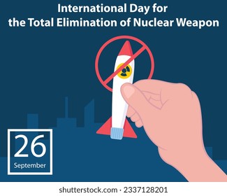 illustration vector graphic of hand holding nuclear weapon, perfect for international day, the total elimination, nuclear weapon, celebrate, greeting card, etc.