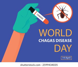 illustration vector graphic of hand holding sample of infected insect, perfect for international day, world chagas disease day, celebrate, greeting card, etc.