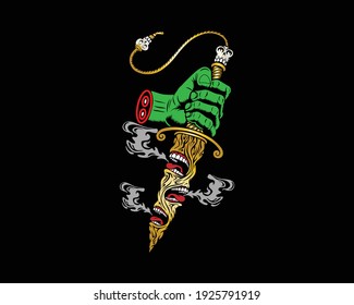 Illustration Vector Graphic Of Hand and Knife Monster