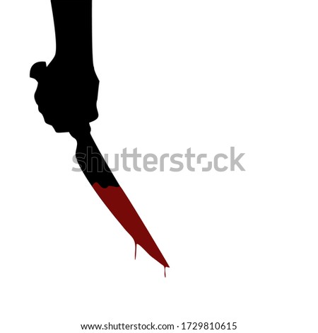 Illustration Vector Graphic of hand, knife, and blood silhouette, murdered illustration