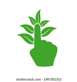 ilustración vectorial gráfico de la mano con hojas