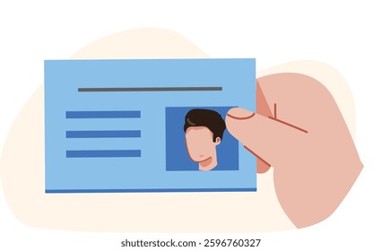 Illustration vector graphic of hand man holding identity card