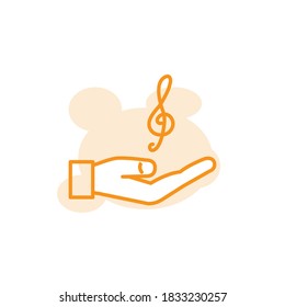 Illustration Vector graphic of hand and music icon