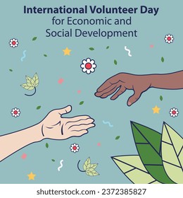 illustration vector graphic of hand reaches for the other hand, perfect for interational day, volunteer day, economic and social, development, celebrate, greeting card, etc.