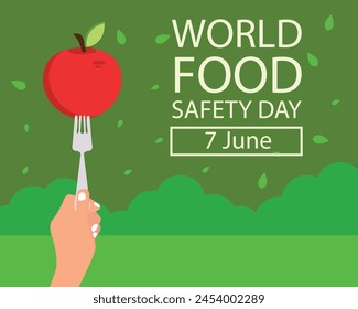 illustration vector graphic of hand stabbing apple with fork, perfect for international day, world safety day, celebrate, greeting card, etc.