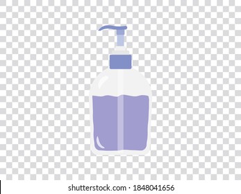 illustration vector graphic of Hand wash dispenser bottle isolated on transparent background. Transparent grid. vector illustrations transparent grid style background. vector eps10.  
