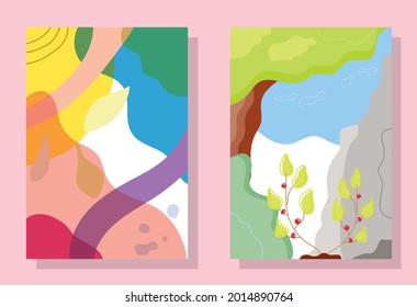 illustration vector graphic of hand-drawn abstract design with color pastel. Suitable for canvas, cover, poster, modern printable wall art, etc.