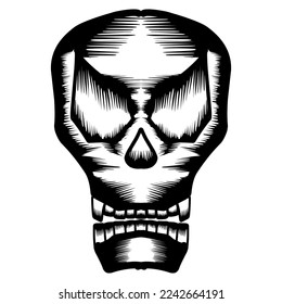 Ilustración vectorial gráfica del cráneo anatómico dibujado a mano. Perfecto para ico, logo, pegatina, tatuaje