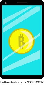 Illustration vector graphic of handphone cryptocurrency and new trading. Perfect forbusiness,banner