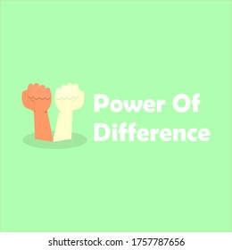 Illustration vector graphic of hands with different skin colors that provide strength when put together with green color best for unifying logo