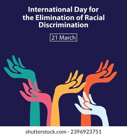 illustration vector graphic of hands of different colors raised upwards, perfect for international day, the elimination, racial discrimination, celebrate, greeting card, etc.