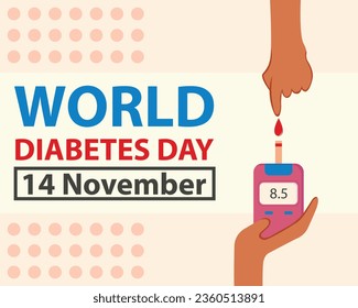 illustration vector graphic of hands do a medical check up with a blood glucose meter, to determine sugar levels, perfect for international day, world diabetes day, celebrate, greeting card, etc.