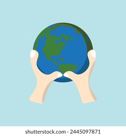 illustration vector graphic of hands holding the earth, earth day, great for social media , icon etc