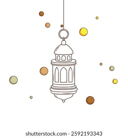 illustration vector graphic of a hanging ramadan lantern with decorative bubbles. perfect for islamic designs, ramadan themes, and festive decorations.