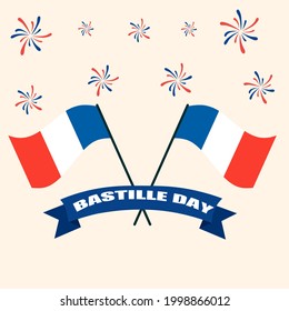 Illustration vector graphic of happy Bastille day