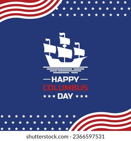 illustration vector graphic happy columbus day greeting card background with waving flag