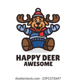 Illustration, Vektorgrafik von Happy Deer, gut für Logo-Design