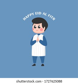 Illustration Vector Graphic of Happy Eid Al FItr Ramadan Kareem. perfect for greeting cards. banner. flyer or leaflet