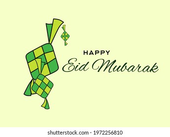 Illustration vector graphic of happy eid mubarak, perfect for greeting card.
