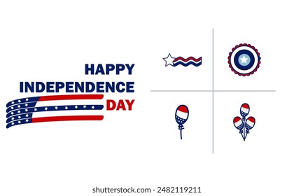 Illustration vector graphic of a happy independence day. Suitable for 4th of July Independence Day posters, banners, flyers, backgrounds, and templates