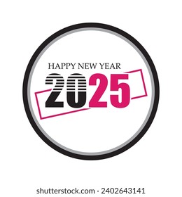 illustration vector graphic of Happy New Year 2025 text design.perfect for Cover of business diary for 2025 with wishes. Brochure design template, card, banner.etc .Isolated on white background