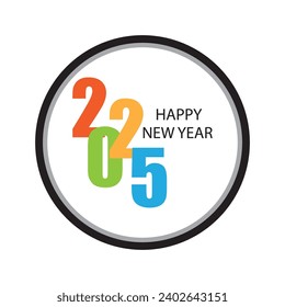 illustration vector graphic of Happy New Year 2025 text design.perfect for Cover of business diary for 2025 with wishes. Brochure design template, card, banner.etc .Isolated on white background