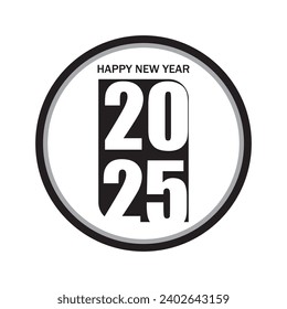 illustration vector graphic of Happy New Year 2025 text design.perfect for Cover of business diary for 2025 with wishes. Brochure design template, card, banner.etc .Isolated on white background