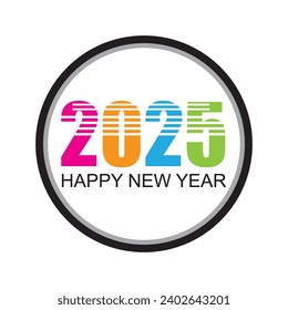 ilustración vectorial gráfico de diseño de texto Feliz Año Nuevo 2025.perfecto para la cubierta del diario de negocios para 2025 con deseos. Plantilla de diseño de folletos, tarjeta, banner.etc. Aislado en fondo blanco