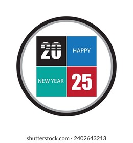 illustration vector graphic of Happy New Year 2025 text design.perfect for Cover of business diary for 2025 with wishes. Brochure design template, card, banner.etc .Isolated on white background