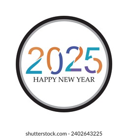 illustration vector graphic of Happy New Year 2025 text design.perfect for Cover of business diary for 2025 with wishes. Brochure design template, card, banner.etc .Isolated on white background