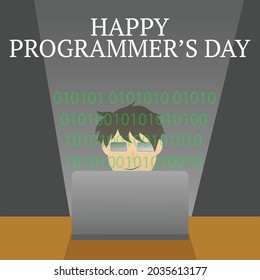 illustration vector graphic of happy programmer's day with flat character style, good for poster, social media poster, banner image, or web campaign.