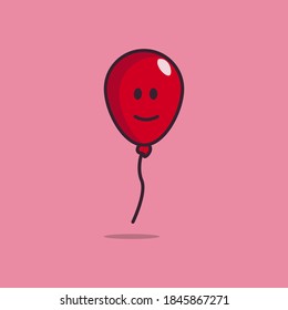 Illustration Vektorgrafik von glücklich rotem Ballon. rosafarbener Hintergrund. Ideal für Kinder, die Buchcover drucken und buchen.