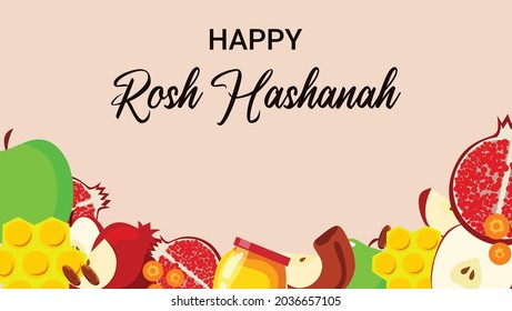 Illustration vector graphic of happy rosh hashanah, jewish new year.