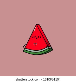 Illustration vector graphic of Happy watermelon raised his hand.Perfect for nutrition product,children's book covers,etc.