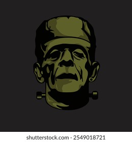  Ilustración Vector Gráfico de la cabeza Mascota de Frankenstein Bueno para el logotipo Deporte, camiseta, logotipo