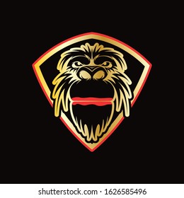 illustration vector graphic of head gorilla  with red lips .Perfect for e sport,t shirt,and sport symbol