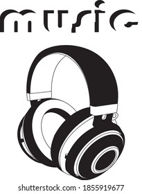 Vektorgrafik des Headsets schwarz-weiß. perfekt für Logo, Design, T-Shirt usw.