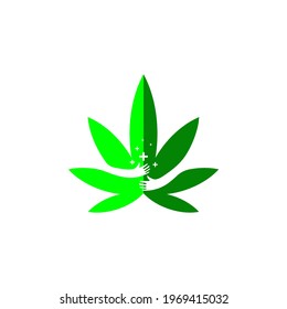Ilustración vectorial gráfico del logotipo del canabis de la calefacción. apto para icono , logotipo de la empresa CBD , aplicaciones , etc.