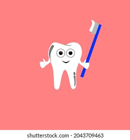 Illustration vector graphic of healthy teeth and toothbrush