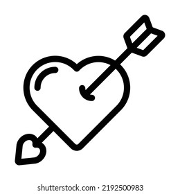 Illustration vector graphic of heart with an arrow as a symbol of valentine's day using outline style. Suitable for wedding events, apps, website projects and more.