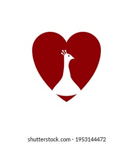 illustration vector graphic of a heart and peacock logo in negative space