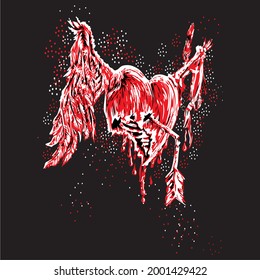 the illustration of vector graphic of heart. suitable for metal, hardcore rock, emo.