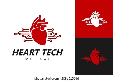 Illustration Vector Graphic Of Heart Tech Logo. Perfect To Use For Health Sector Company