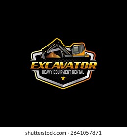 Illustration vector graphic of heavy equipment, excavator construction, logo design template 